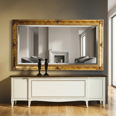 Klassischer Design Spiegel Wandspiegel Retro Barock Rokoko Goldene Holz Rahmen