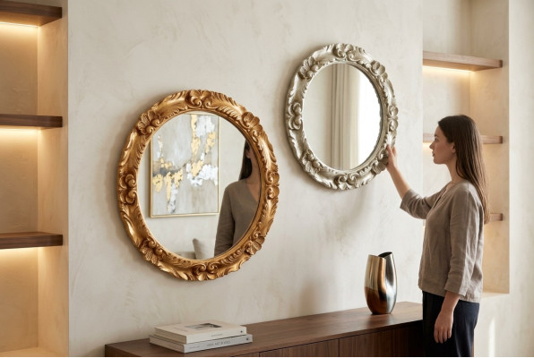 Moderner Großer Wandspiegel Spiegel Echt Holz Rahmen Hängespiegel Luxus Möbel