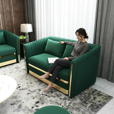 Grün Designer Sofa Couch Polster xxl 2 Sitzer Big Sofas Couchen Textil Leder
