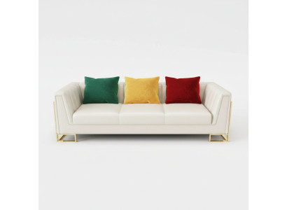 Sofa 3 Sitzer Leder Sofas Couch Polster Garnitur Deko Sofagarnitur Moderne