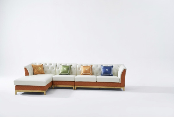 Design Sofa Couch Ecksofa Luxus Hocker Polster Garnitur Wohnlandschaft