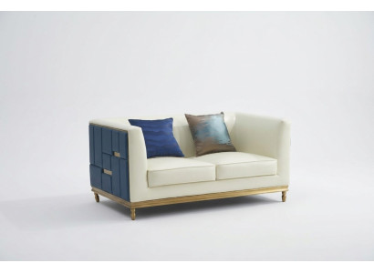 Sofa Couch Design Polster Modern Grau Kunstleder Sofas 2 Sitzer Zweisitzer