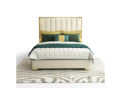 Klassisches Schlafzimmer Bett Weiß Textil Betten Leder Polster Doppel