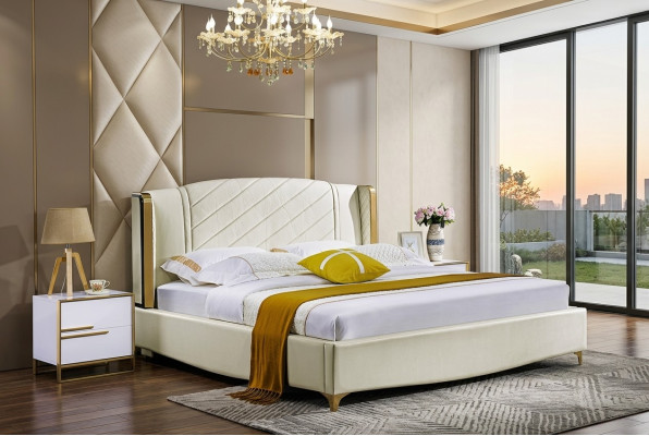 Designer Polster Doppelbett Betten Bett Schlafzimmer Ehebett Textil Leder Neu