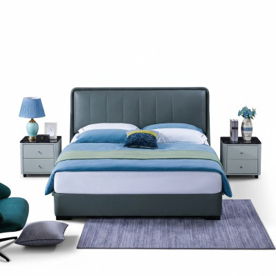 Design Doppelbett Lederbett Betten Bett Leder Polster Schlafzimmer Ehe. 180x200