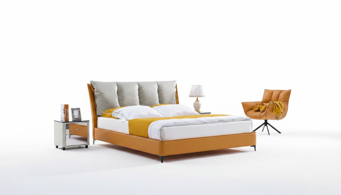 Luxus Bett Design Stoff Hotel Orange Betten Schlafzimmer Möbel Hotel Doppel Neu