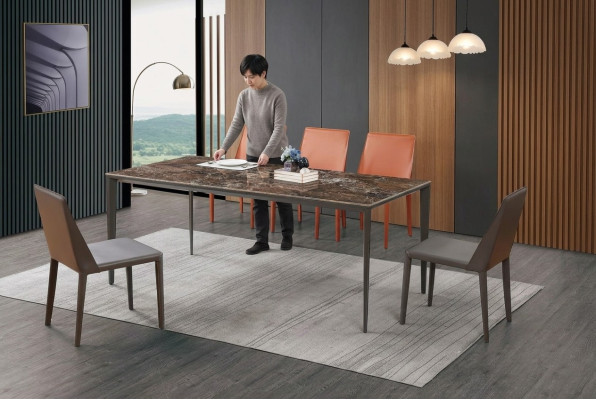 Luxus Esstisch - Tisch Esszimmer Möbel Metall Marmor Optik Design Tisch