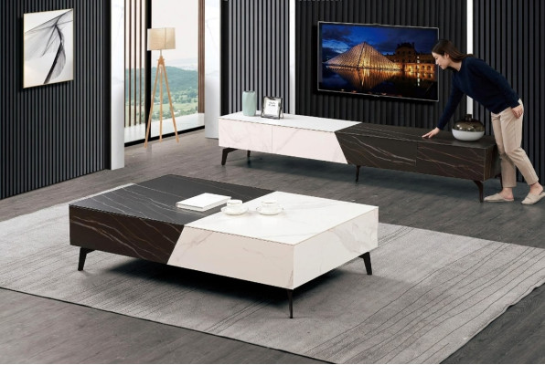 Holztisch Tisch Couchtisch Beistelltisch Sofa Design Wohnzimmer Hochglanz 130x80