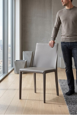 Moderner Sessel Stuhl 1x Esszimmer Fernseh Sitz Polsterstuhl Grau Lehnstuhl Neu.