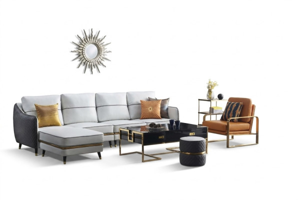 Modernes Sofa Ecksofa L Form Couchtisch Hocker Ecksofa Polster Hocker