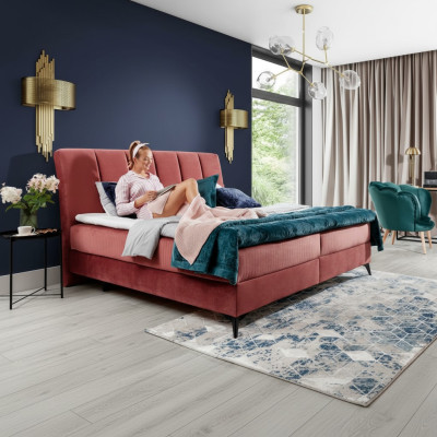 Polster Design Bett Luxus Doppel Hotel Betten Ehe Schlaf Zimmer Textil 180x200cm