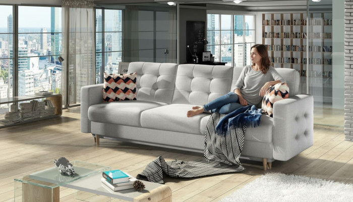 Sofa Dreisitzer Klassische Couch Polster 3 Sitzer 100% Textil Couchen Stoff Neu
