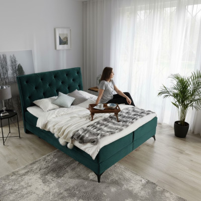 Luxus Boxspring Bett Stoff Hotel Grün Betten Schlafzimmer Möbel Design Samt Neu