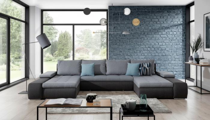 Wohnlandschaft Luxus Sofa Couch Garnitur Ecksofa Textil Couchen Sofas Möbel Neu