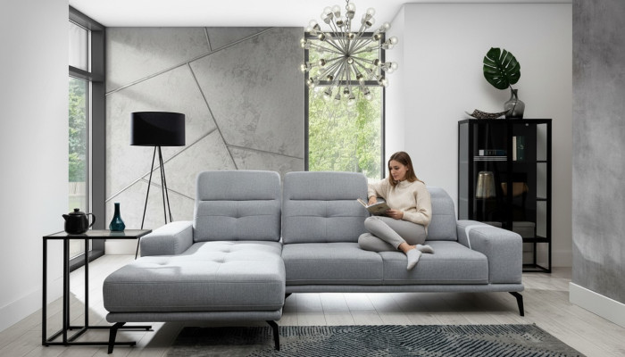 L Form Ecksofa Stoff Sitz Garnitur Designer Wohnlandschaft Textil Couch Sofa Neu