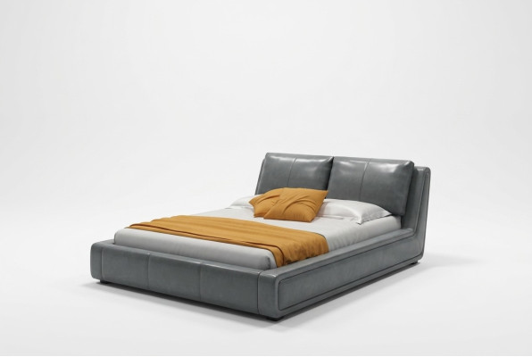 Designer-Bett Luxus Doppel-Leder Hotel Metall-Betten Doppel-Schlafzimmer Neu