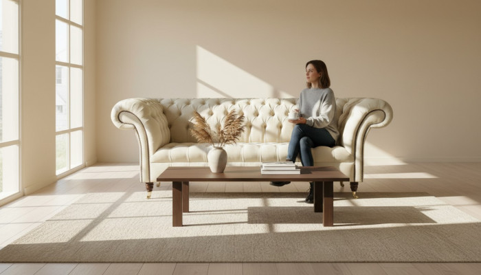 Chesterfield Creme Textil Wohnzimmer Neu Kreative Modern Design Möbel Luxus Sofa