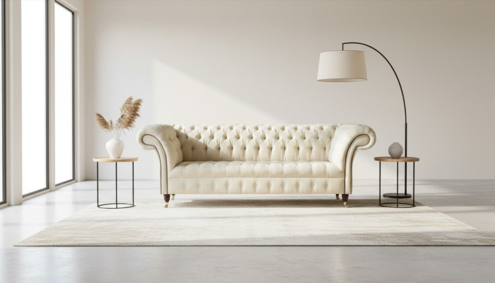Chesterfield Creme Textil Wohnzimmer Neu Kreative Modern Design Möbel Luxus Sofa