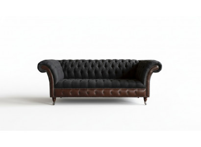 Chesterfield Schwarz Wohnzimmer Stoff Design Couchen Polster Sofa Neu Ledersofa