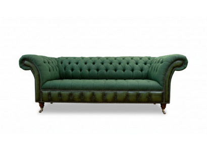Chesterfield 3 Sitzer Dunkelgrün Wohnzimmer Design Couchen Polster Sofa Textil