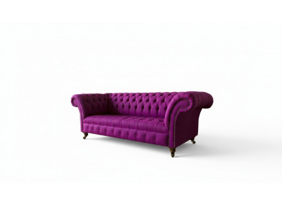 Chesterfield 3Sitzer Lila Stoff Design Couchen Polster Sofas Neu Kreative Sofa
