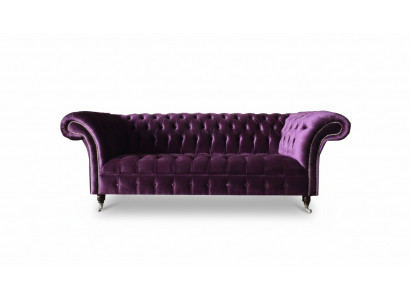Chesterfield 3Sitzer Violett Stoff Design Couchen Polster Sofa Sofas Neu Textil
