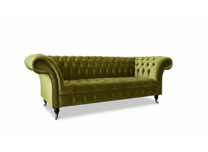 Chesterfield Grüne Dreisitzer Wohnzimmer Design Couchen Polster Sofa Textil Neu