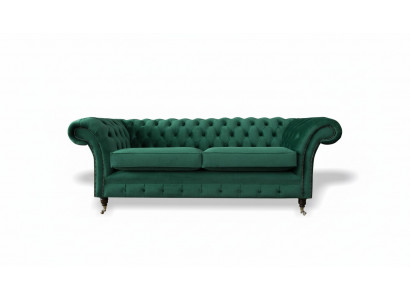 Chesterfield 3 Sitzer Grün Wohnzimmer Modern Design Couchen Sofa Original Textil