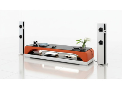 RTV TV Sideboard Leder Glas Tisch Fernseh Schrank Tisch Lowboard Mo.H