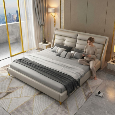 Luxus Schlafzimmer Doppelbett Bett 180x200cm Leder Betten Bettgestell