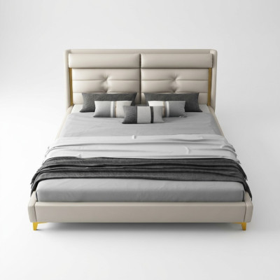 Luxus Schlafzimmer Doppelbett Bett 180x200cm Leder Betten Bettgestell