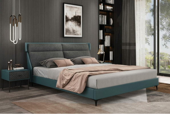 Klassisches Luxus Betten Polster Leder Textil Hochwertiges Schlafzimmer Bett Neu