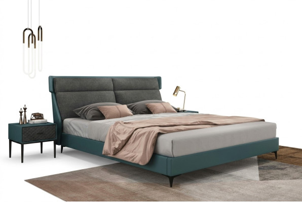 Klassisches Luxus Betten Polster Leder Textil Hochwertiges Schlafzimmer Bett Neu