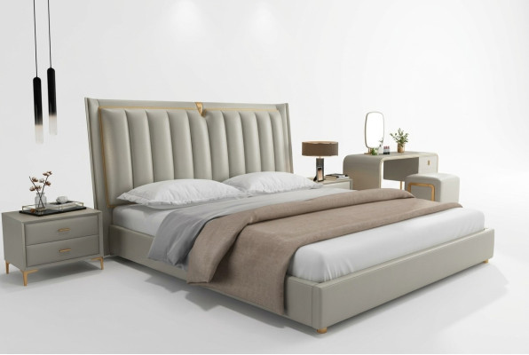 Luxus Bett Polsterbett Leder Schlafzimmer Betten 180x200cm Doppelbett