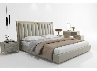 Luxus Bett Polsterbett Leder Schlafzimmer Betten 180x200cm Doppelbett