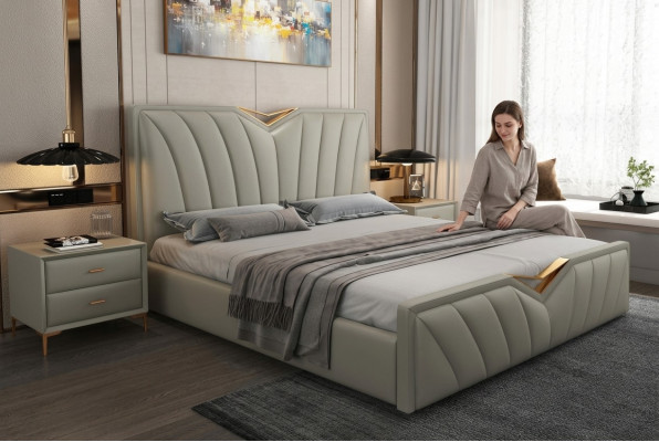 Designer Bett Schlafzimmer Betten Leder Hotel Luxus Polster Italienische Möbel