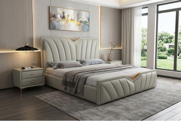 Designer Bett Schlafzimmer Betten Leder Hotel Luxus Polster Italienische Möbel