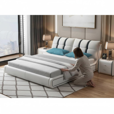 Designer Bett Schlafzimmer Betten Einrichtung Hotel Luxus Polster Leder Möbel