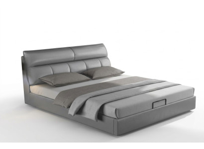 Graues Designer Bett Schlafzimmer Betten Textil Leder Hotel Polster