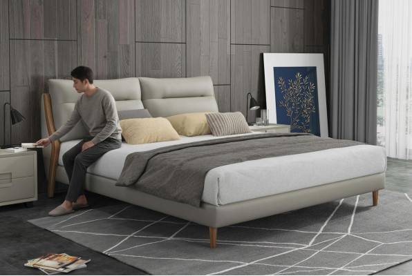 Klassische Luxus Betten Polster Leder Textil Hochwertiges Schlafzimmer Bett Neu