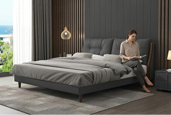 Hotelbett Luxus Design Betten Polster Holz Leder Schlafzimmer 180x200