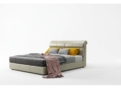 Luxus Bett Schlafzimmer Leder Polster Doppel Betten Holz Design 180x200cm Neu