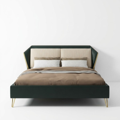 Luxus Textil Bett Doppel Design Schlafzimmer Klassische Betten Grün