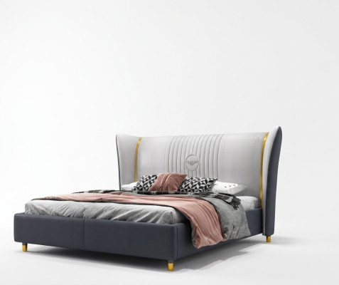 Designer Doppelbett Bett Hotel Luxus Schlafzimmer 150/180x200cm Leder