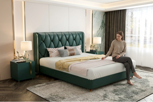 Bett Polster Design Luxus Doppel Hotel Betten Ehe 180x200cm Leder