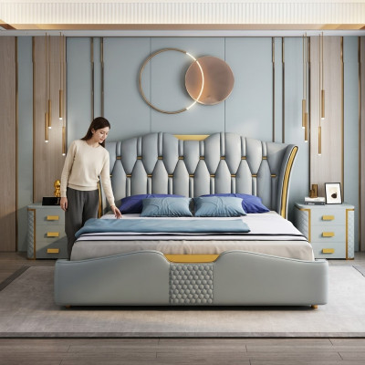 Grünes Schlafzimmer Bett Polster Design Doppel Hotel Betten 180x200cm