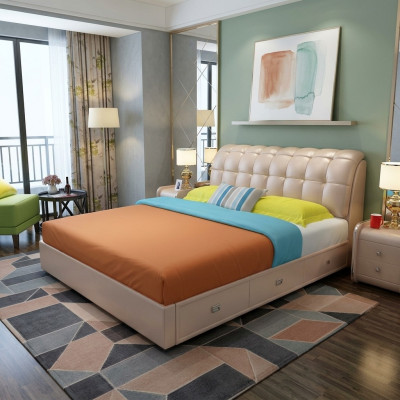 Bett Polster Design Luxus Deko Doppel Hotel Betten Ehe Schlaf Zimmer Leder