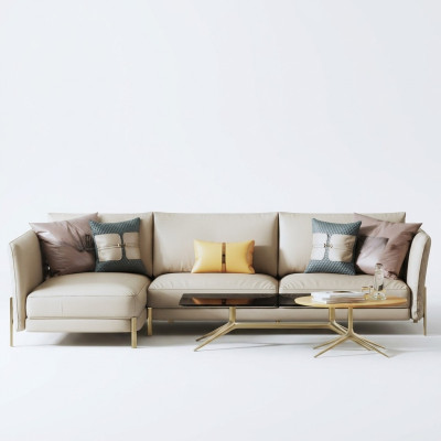 Designer Garnitur Sofa Couch Ecksofa mit Hocker Polster Wohnlandschaft