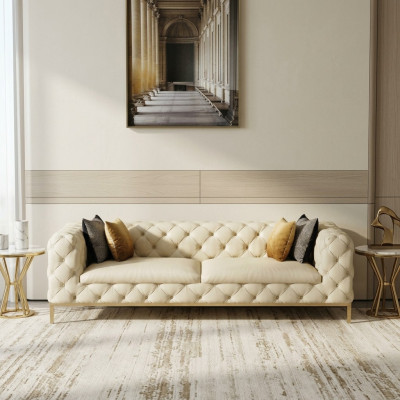 Chesterfield Couch Sofa Polster 3 Sitzer Couchen Sitz Garnitur Sofas Weiß