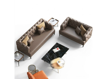 Braune Chesterfield Sofagarnitur 3+2 Sitzer 2tlg. Set Designer Deko Polster Couchen